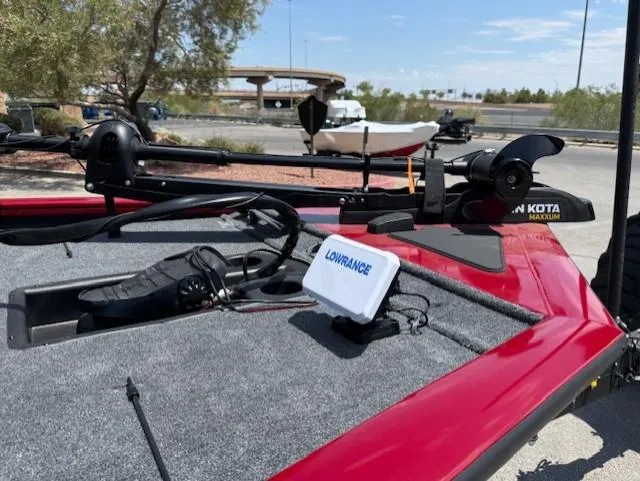 Slide: The Image of 2025 Tracker Pro Team 195 Tournament Edition boat with Lowrance equipment on deck. - 8