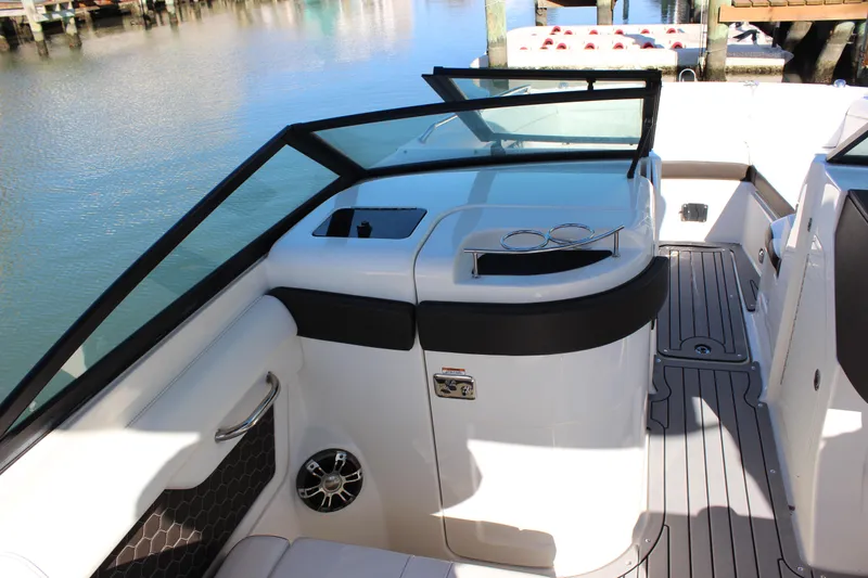 Slide: The Image of 2020 Sea Ray SDX 270 OB boat interior with sleek design and modern amenities. - 25