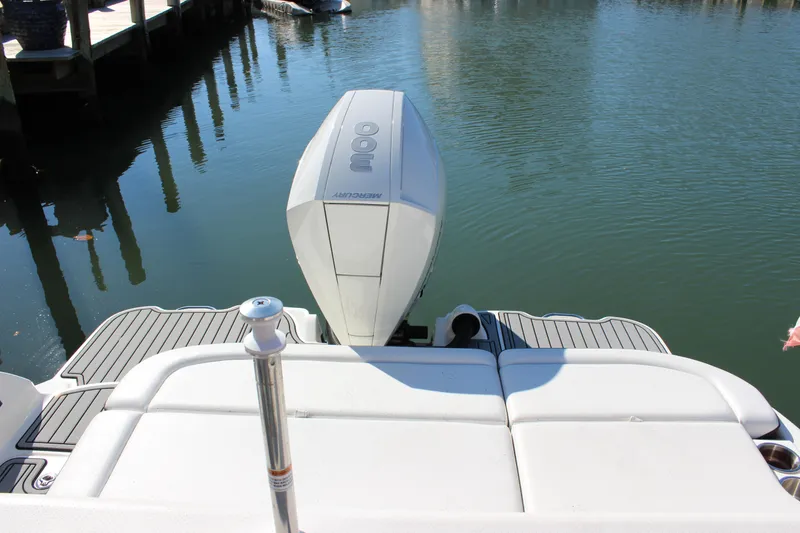 Slide: The Image of 2020 Sea Ray SDX 270 OB boat with outboard motor on calm water. - 29