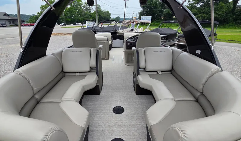 Slide: The Image of 2018 South Bay 725 RS ARCH DELUXE 3.0 pontoon boat with luxurious seating and modern design. - 11