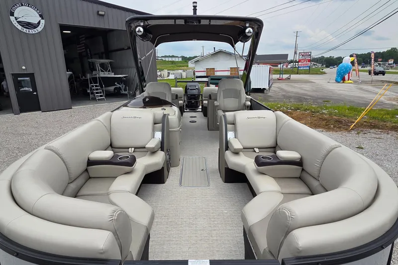 Slide: The Image of 2018 South Bay 725 RS ARCH DELUXE 3.0 pontoon boat with luxurious seating and modern design. - 6