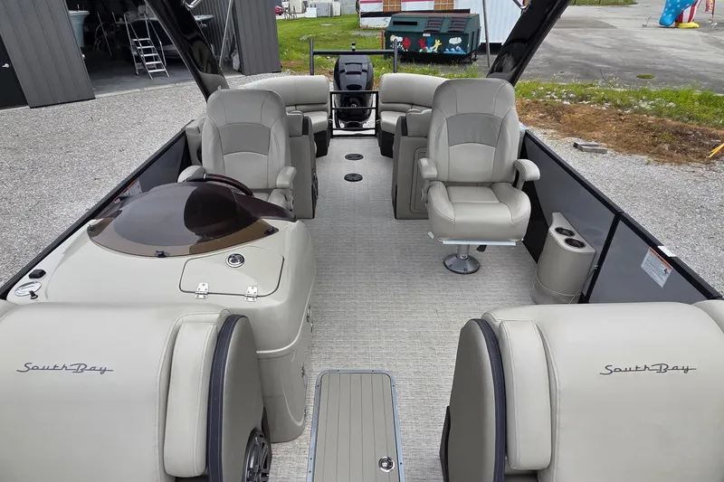 Slide: The Image of 2018 South Bay 725 RS ARCH DELUXE 3.0 pontoon boat interior with plush seating. - 8