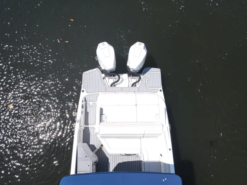 Slide: The Image of 2021 Sea Ray SDX 290 Outboard boat, aerial view, on water. - 14