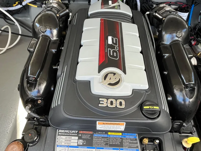 Slide: The Image of 2024 Crownline 270 SS engine, featuring a Mercury 300 horsepower motor. - 11
