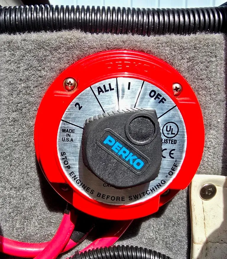 Slide: The Image of Red Perko battery switch on a 2008 Bryant 246 BR boat. - 20