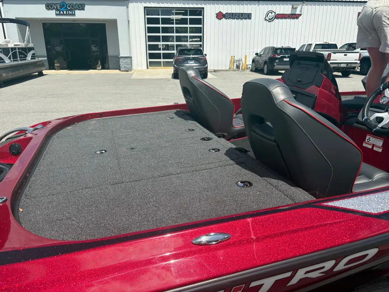 Slide: The Image of 2024 Nitro Z19 boat with spacious deck at Cove Coast Marine dealership. - 5