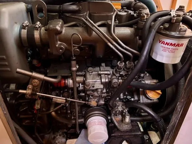 Slide: The Image of Engine of a 2007 Hanse 400 sailboat with Yanmar parts and fuel filter. - 29