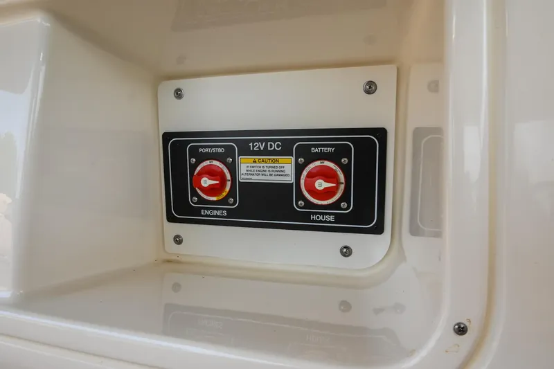 Slide: The Image of 12V DC power panel on 2020 Sea Ray Sundancer 320 Coupe boat. - 27