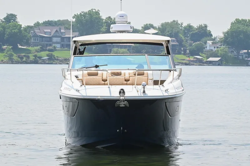 Slide: The Image of 2020 Sea Ray Sundancer 320 Coupe on calm water, front view. - 5