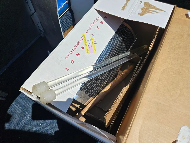 Slide: The Image of Cardboard box with glass rods, Larson Falls Flyer 1958 model parts. - 8