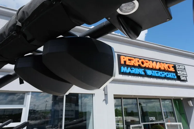 Slide: The Image of 2025 MasterCraft X26 boat speakers at Performance Marine Watersports store. - 35