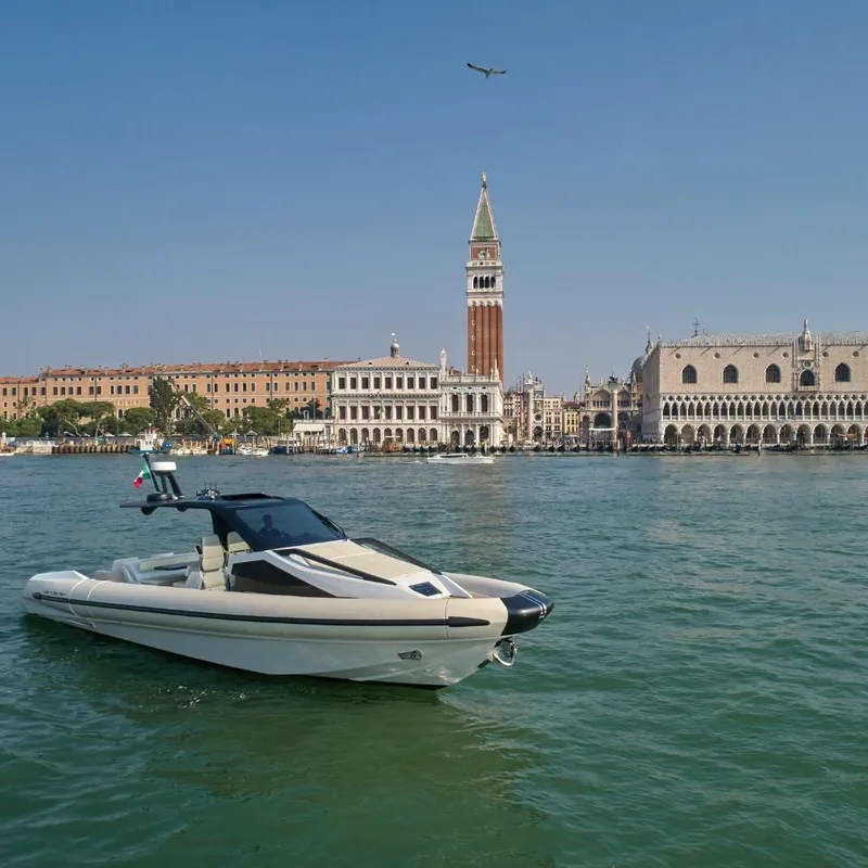 The Image of 2025 Anvera 42 boat in Venice's Grand Canal with historic architecture in the background. - 0