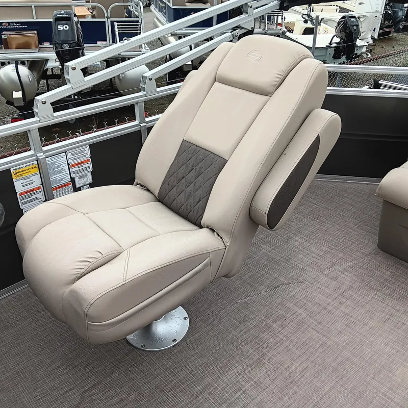Slide: The Image of Luxurious seating on 2025 Sun Tracker Party Barge 20 DLX pontoon boat. - 10