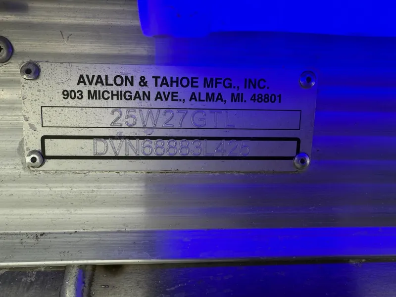 Slide: The Image of Metal identification plate for 2025 Tahoe Pontoon Grand Tahoe LTD Quad Lounge Windshield. - 7