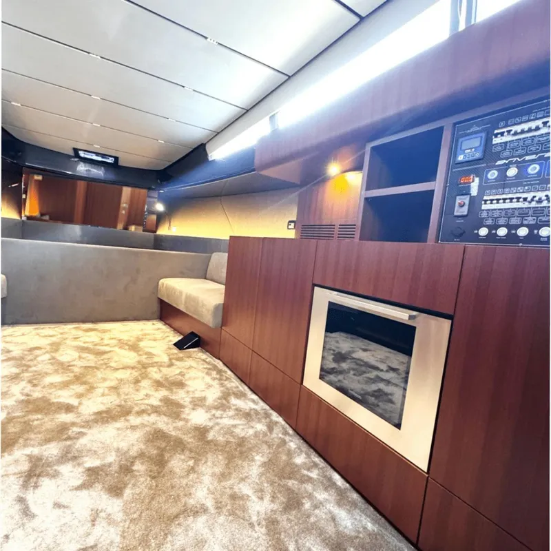 Slide: The Image of Luxurious interior of 2025 Anvera ANVERA 58 yacht with modern design and plush seating. - 11