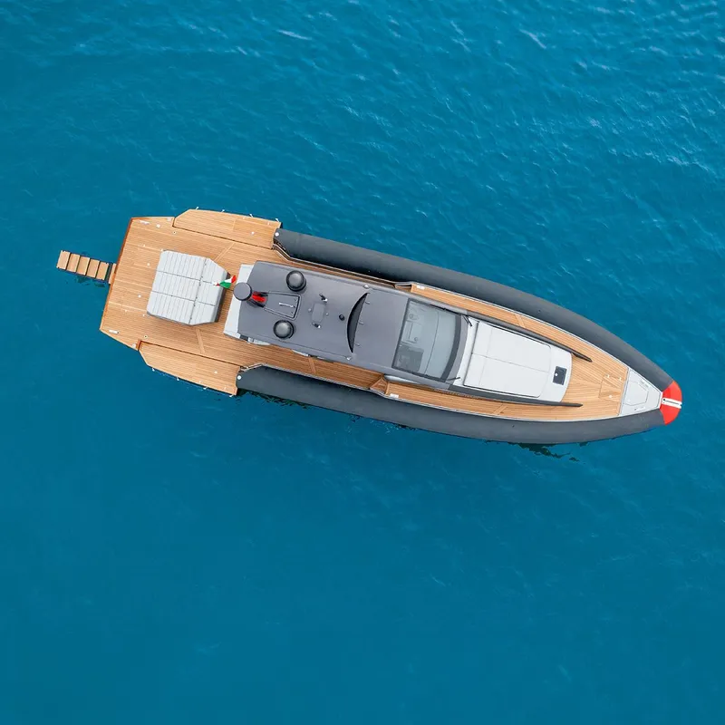Slide: The Image of Aerial view of 2025 Anvera ANVERA 58 luxury yacht on blue water. - 5