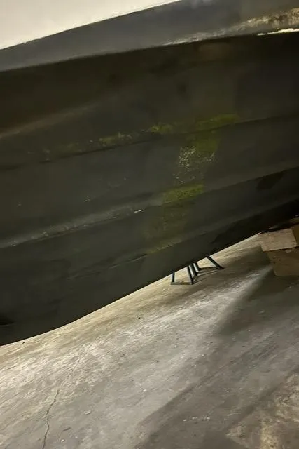 Slide: The Image of 2008 Cruisers Yachts 360 Express hull in storage, showing underside details. - 21