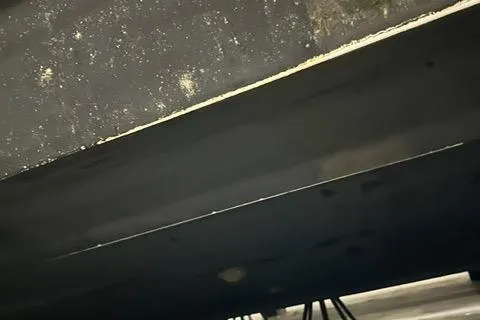 Slide: The Image of Bottom view of 2008 Cruisers Yachts 360 Express hull on stands. - 22