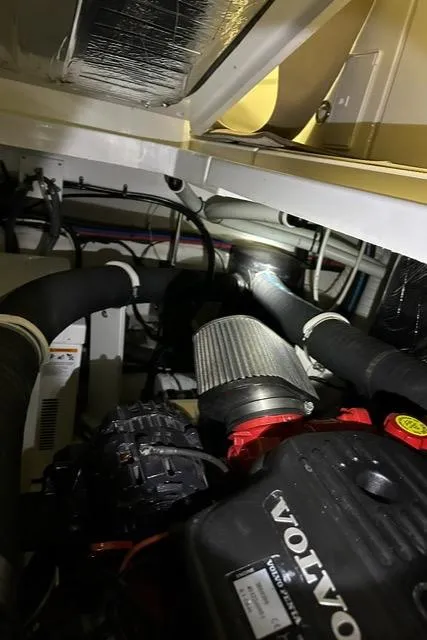Slide: The Image of Engine compartment of a 2008 Cruisers Yachts 360 Express with Volvo components. - 28