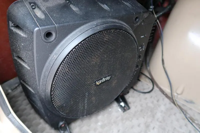 Slide: The Image of Black speaker inside a 2008 Godfrey SAN PAN 2500 RE boat. - 11
