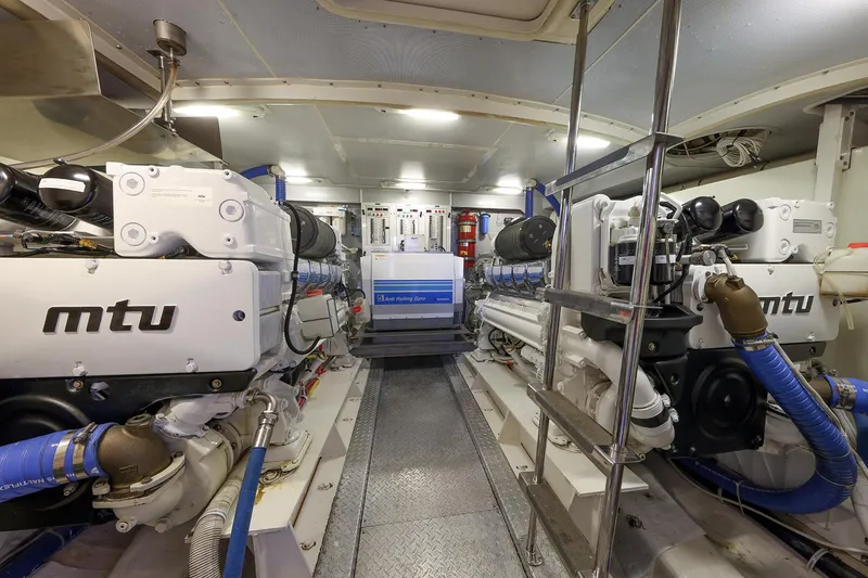 Slide: The Image of Engine room of a 2007 Marquis 65 yacht with MTU engines and advanced equipment. - 24