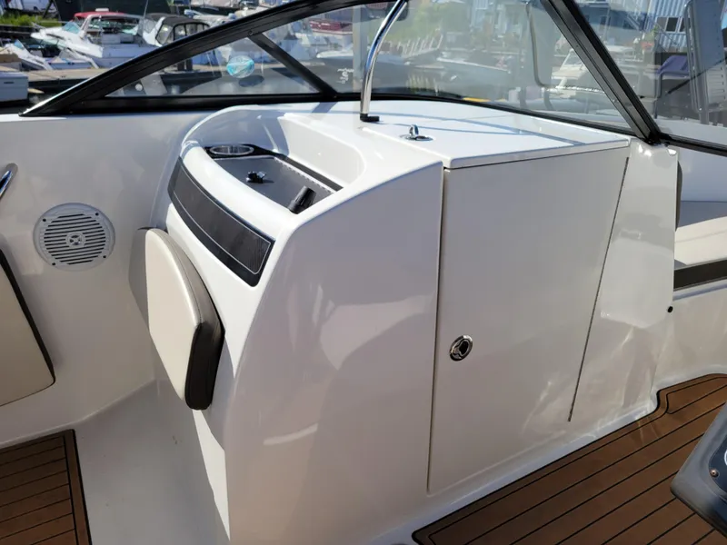 Slide: The Image of 2019 Bayliner VR6 Bowrider I/O interior with sleek dashboard and seating. - 21