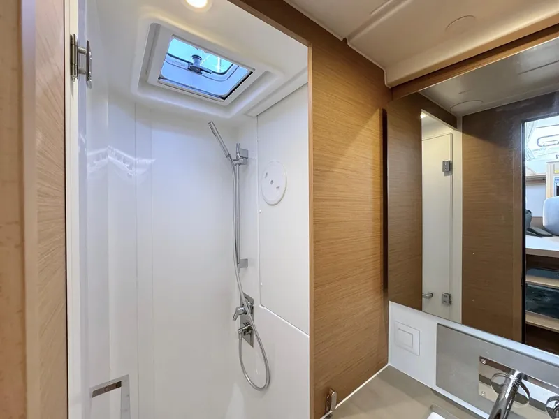 Slide: The Image of Modern bathroom in 2023 Excess 12 yacht with shower and skylight. - 45