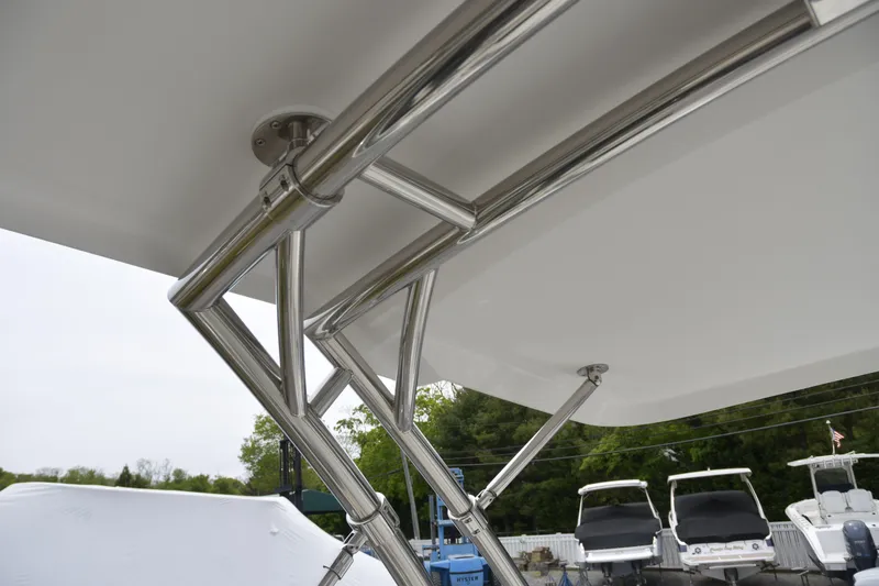 Slide: The Image of Stainless steel framework on a 2017 Cobalt R7 boat, showcasing sleek design and durability. - 20