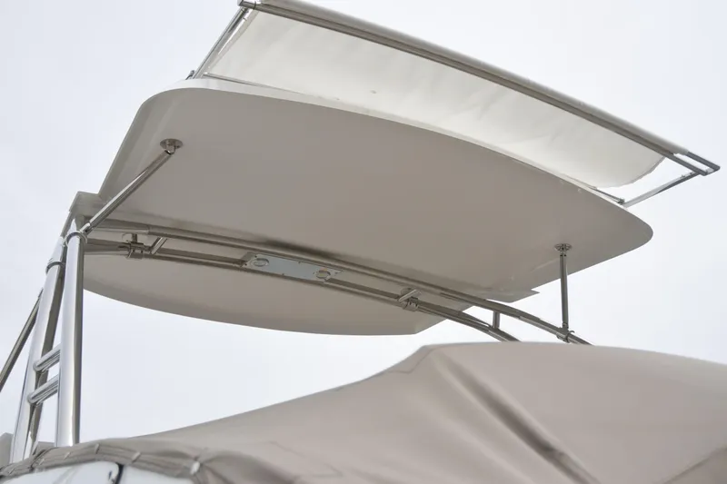 Slide: The Image of 2017 Cobalt R7 boat with sleek canopy and stainless steel frame. - 21