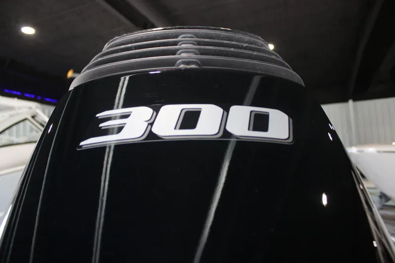 Slide: The Image of Close-up of 2025 East Cape 25 Open boat engine with '300' decal. - 27