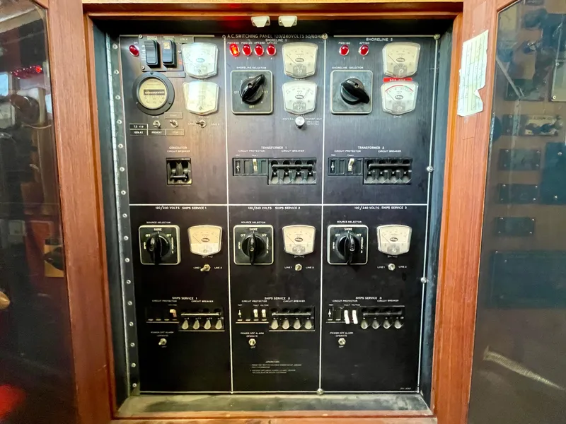 Slide: The Image of Electrical control panel on a 1976 Hatteras 48 LRC yacht. - 19