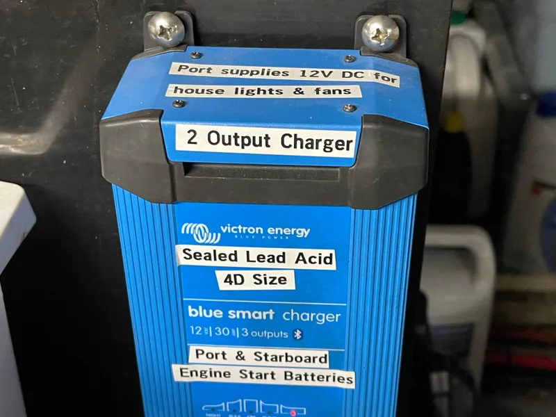 Slide: The Image of Victron Energy blue smart charger for Hatteras 48 LRC 1976, sealed lead acid 4D size. - 47
