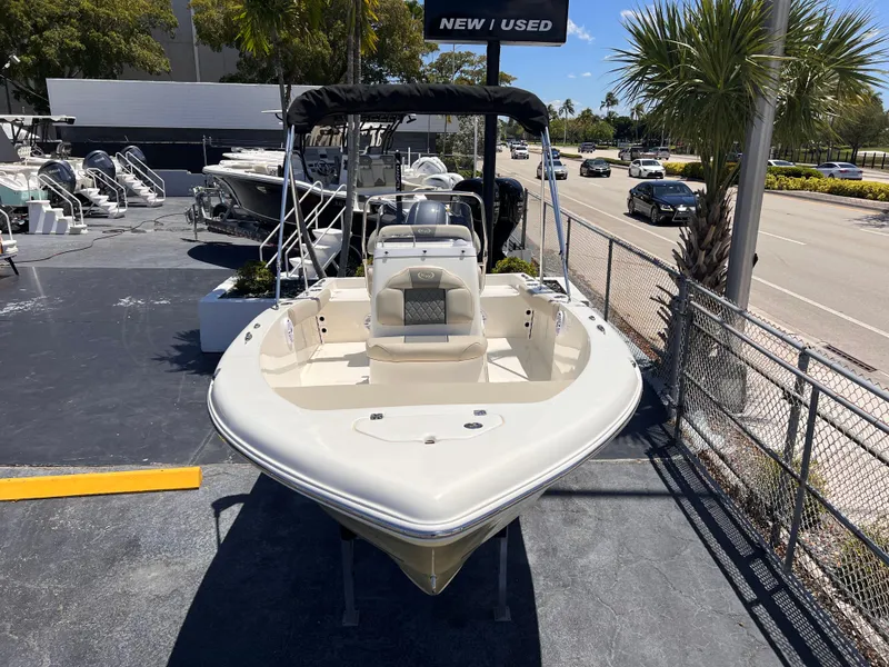 Slide: The Image of 2025 Key West 179 FS boat displayed outdoors, featuring sleek design and modern amenities. - 10