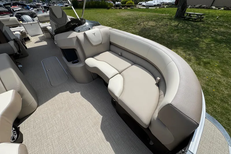 Slide: The Image of 2025 Tahoe Pontoon LTZ Quad Lounger Shift with luxurious seating and spacious interior. - 16