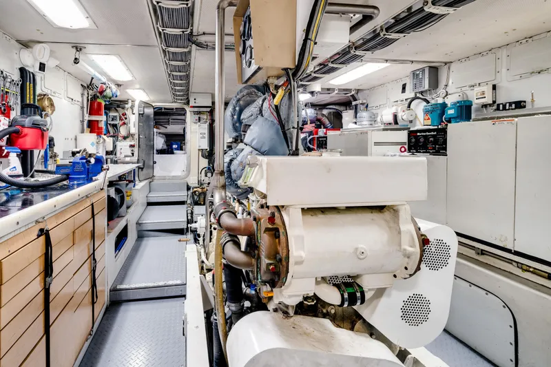 Slide: The Image of Engine room of a 1998 Northern Marine Trawler, showcasing machinery and equipment. - 75
