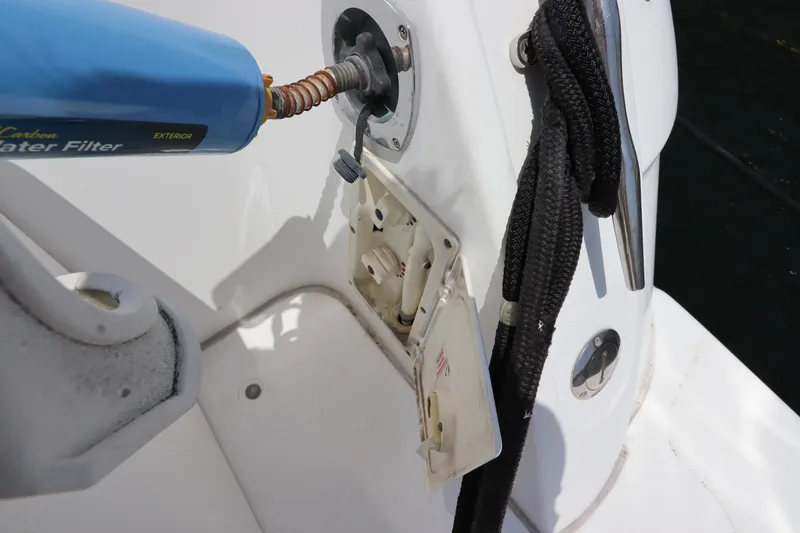Slide: The Image of 1999 Cruisers Yachts 3750 Motoryacht water filter installation on deck. - 8