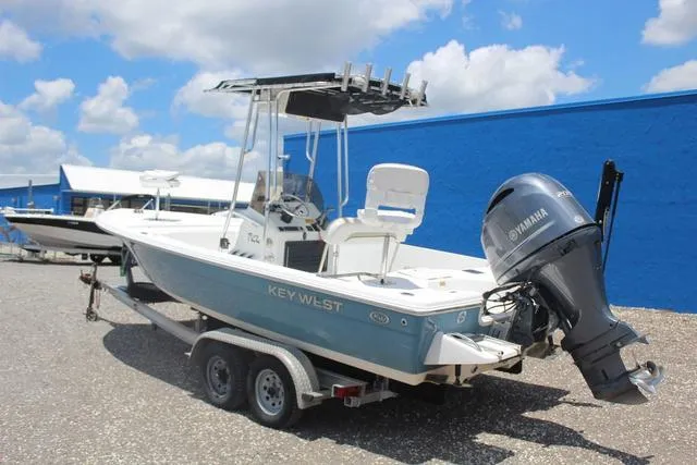 Slide: The Image of 2011 Key West 216 Bay Reef boat with Yamaha outboard motor on trailer. - 6