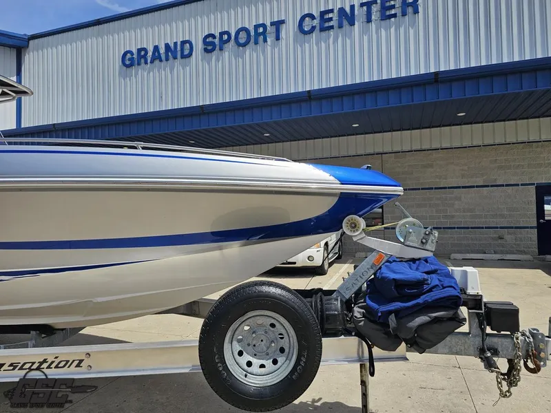 Slide: The Image of 2017 Sunsation 29 CCX boat on trailer at Grand Sport Center. - 12