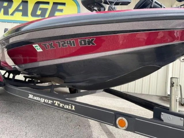 Slide: The Image of 2011 Ranger 188 VX boat on Ranger Trail trailer, side view. - 9