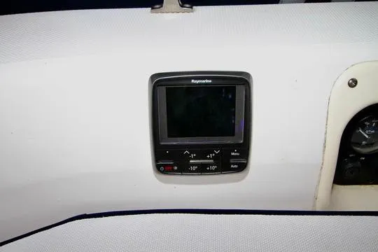Slide: The Image of Raymarine display on 2001 Hunter Passage 420 yacht dashboard. - 27