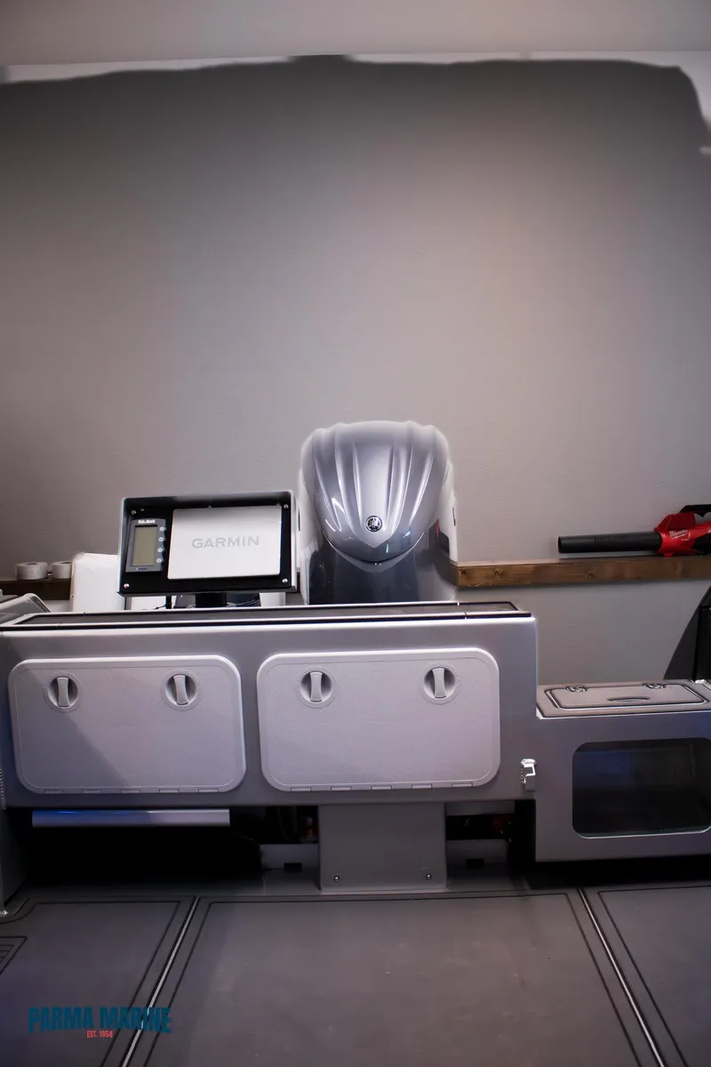 Slide: The Image of 2023 Extreme Boats 745 Game King dashboard with modern controls and sleek design. - 17