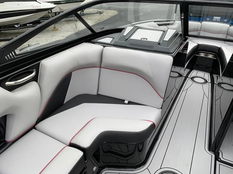 Slide: The Image of 2019 Moomba Craz boat interior with sleek seating and modern design. - 11