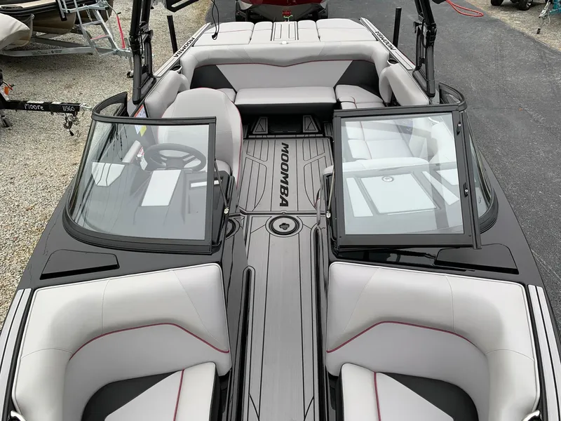 Slide: The Image of 2019 Moomba Craz boat interior with sleek seating and modern design. - 17