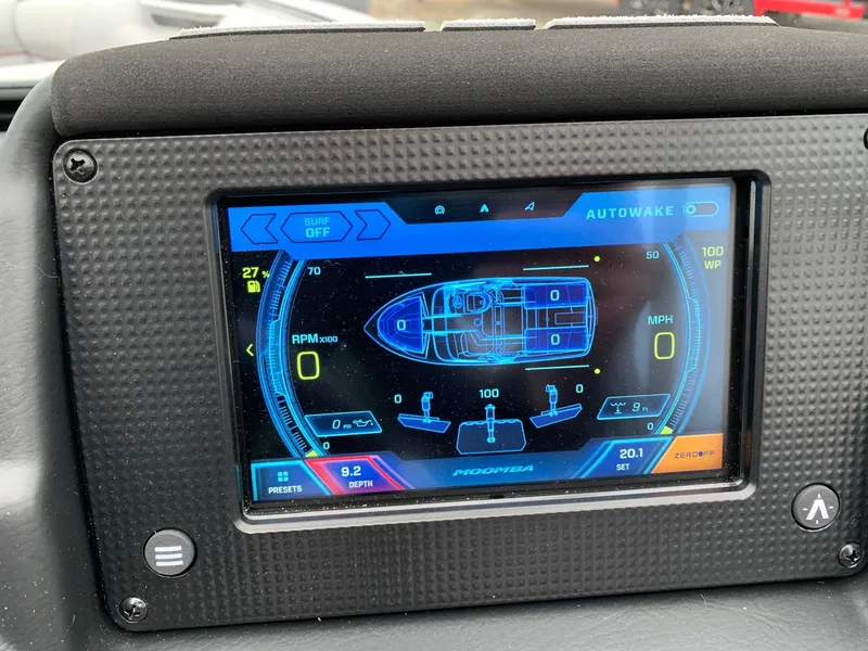 Slide: The Image of 2019 Moomba Craz dashboard display with Autowake and surf settings. - 21