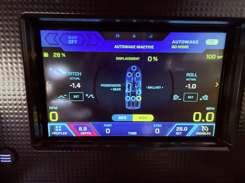 Slide: The Image of Moomba Craz 2019 boat control panel with Autowake display. - 30