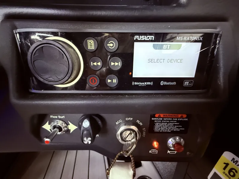 Slide: The Image of 2019 Moomba Craz boat controls with Fusion MS-RA70NSX radio. - 32