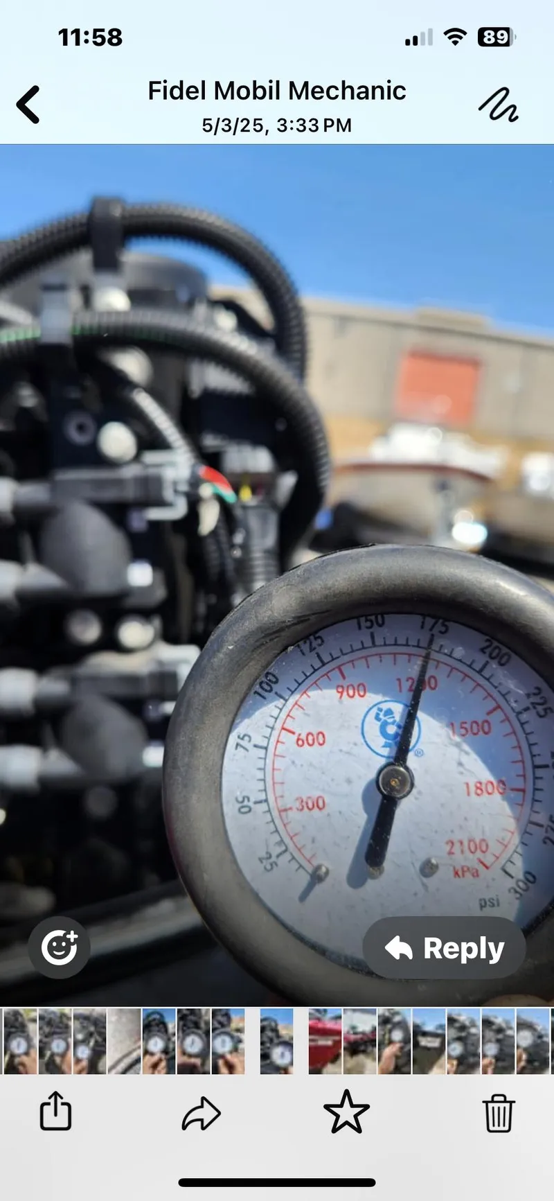 Slide: The Image of Close-up of a pressure gauge on a 2012 Tracker Pro Team 175 TXW boat engine. - 3