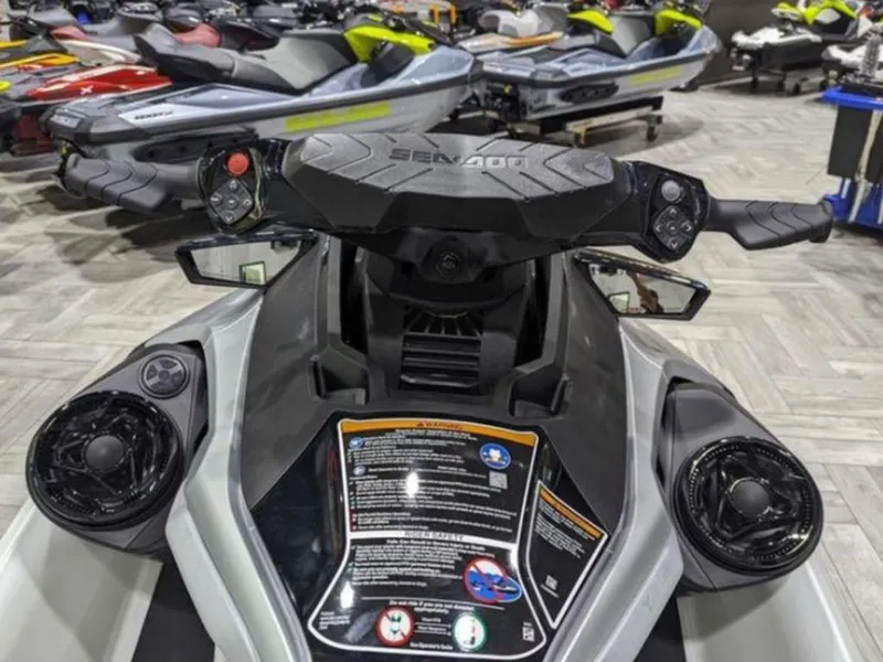 Slide: The Image of 2025 Sea-Doo GTX™ Limited 325 White Pearl Premium jet ski in showroom display. - 5