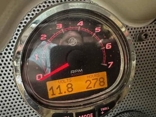 Slide: The Image of Close-up of a 2012 Chris-Craft Launch 28 RPM gauge displaying 11.8 volts and 278 hours. - 20