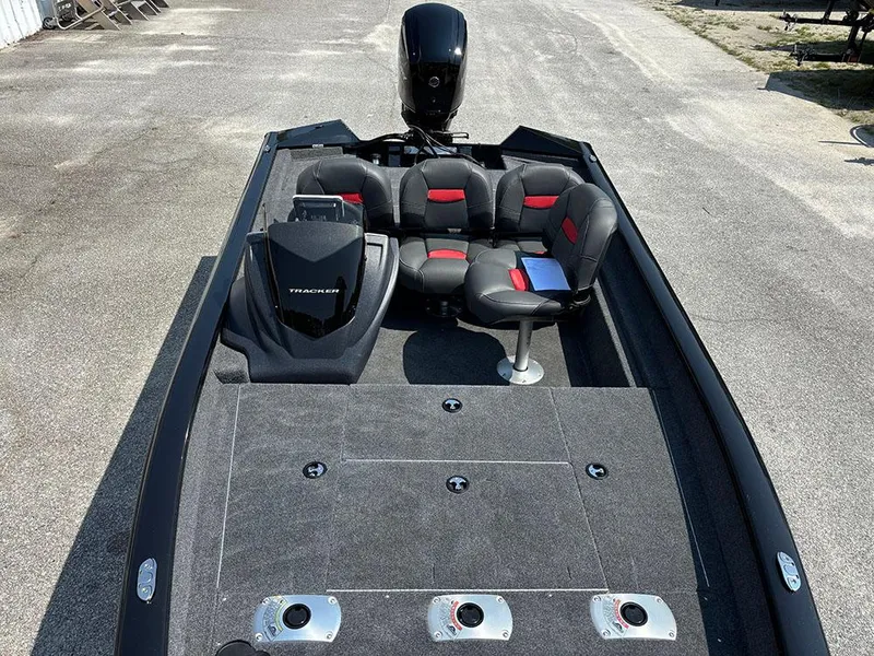 Slide: The Image of 2025 Tracker Pro Team 175 Crappie Edition boat with seating and fishing deck. - 9